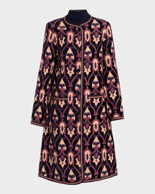 Reversible Jacquard Single-Breasted Coat